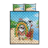 Hawaii Golf Christmas Quilt Bed Set Mele Kalikimaka Funny Golfer Santa - Polynesian Pride