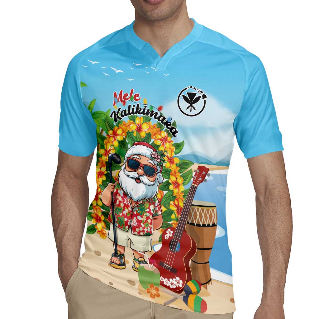 Personalized Hawaii Golf Christmas Rugby Jersey Mele Kalikimaka Funny Golfer Santa - Polynesian Pride