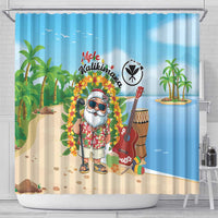 Hawaii Golf Christmas Shower Curtain Mele Kalikimaka Funny Golfer Santa - Polynesian Pride