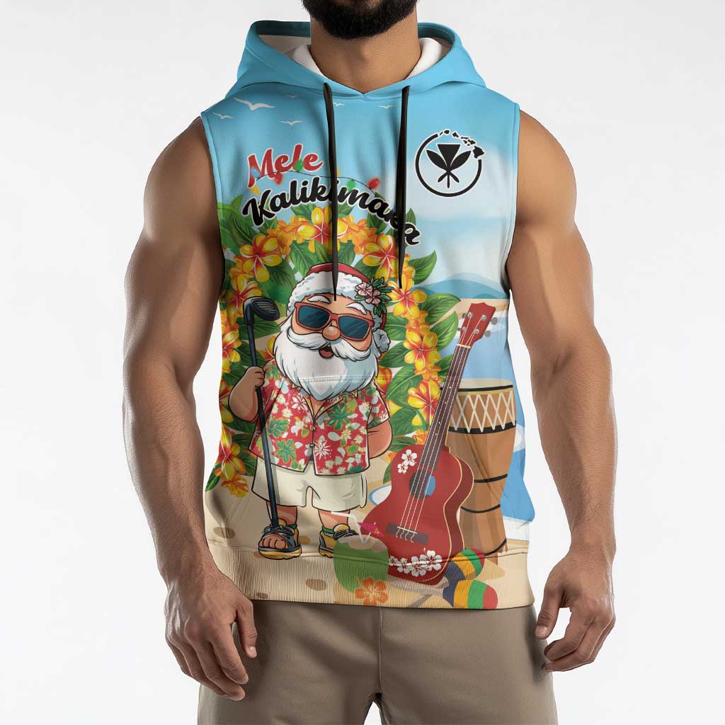 Personalized Hawaii Golf Christmas Sleeveless Hoodie Mele Kalikimaka Funny Golfer Santa - Polynesian Pride