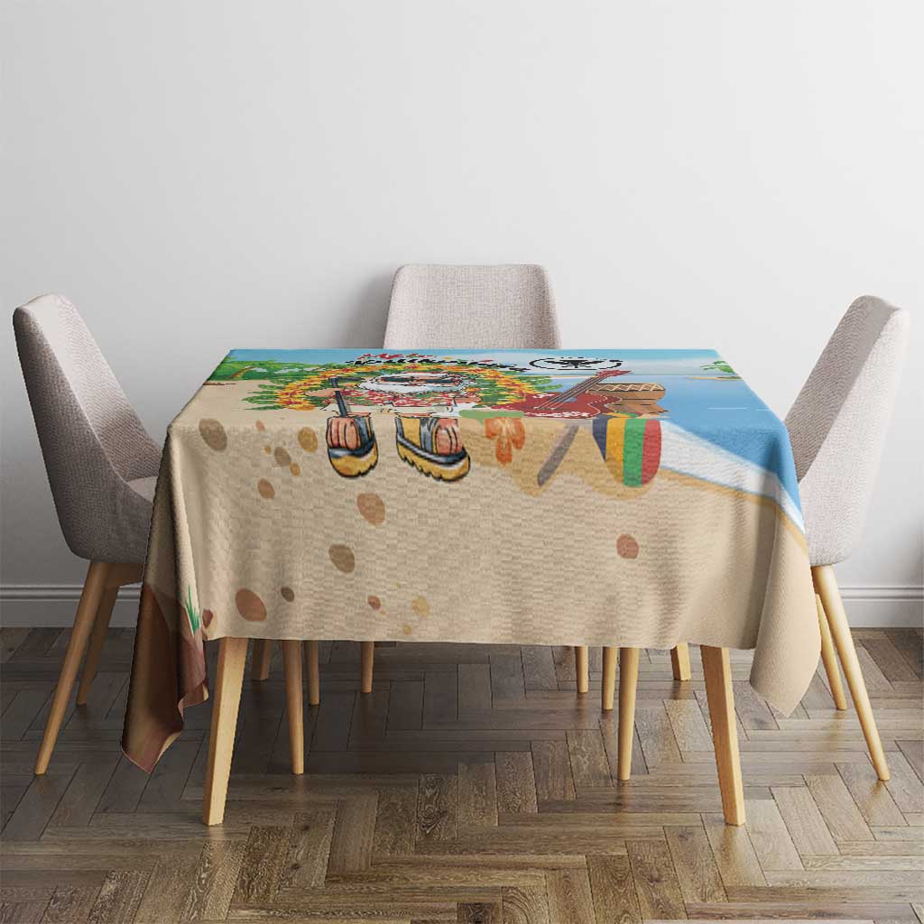 Hawaii Golf Christmas Tablecloth Mele Kalikimaka Funny Golfer Santa - Polynesian Pride