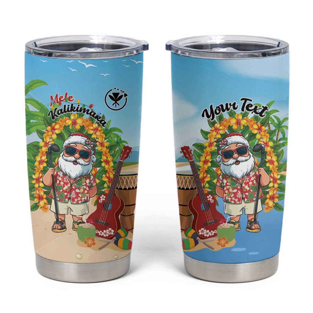Personalized Hawaii Golf Christmas Tumbler Cup Mele Kalikimaka Funny Golfer Santa - Polynesian Pride