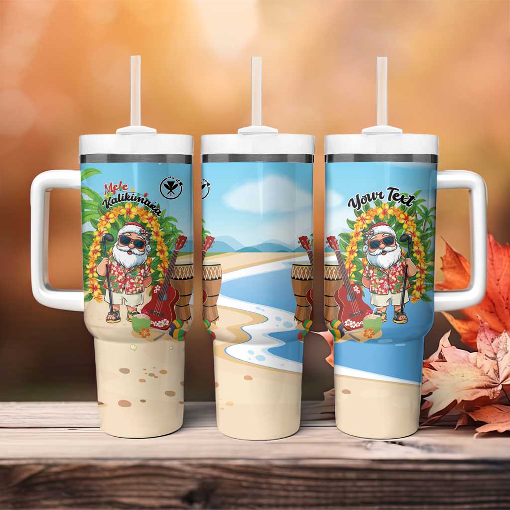 Personalized Hawaii Golf Christmas Tumbler With Handle Mele Kalikimaka Funny Golfer Santa - Polynesian Pride