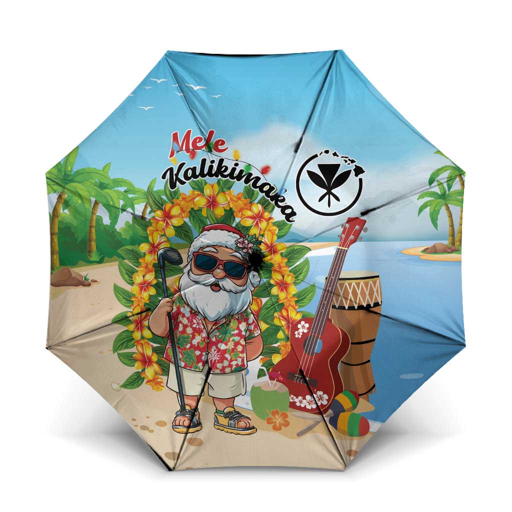 Hawaii Golf Christmas Umbrella Mele Kalikimaka Funny Golfer Santa - Polynesian Pride