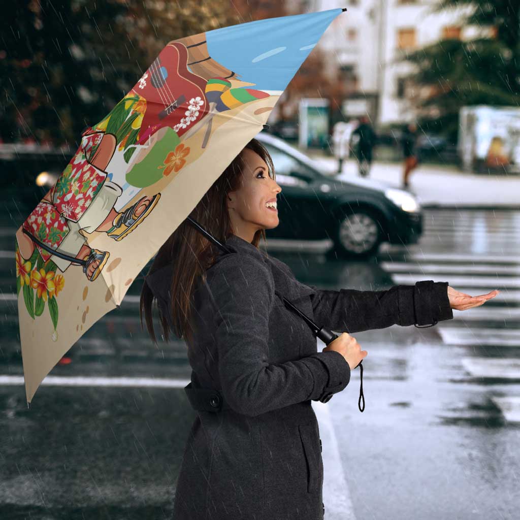 Hawaii Golf Christmas Umbrella Mele Kalikimaka Funny Golfer Santa - Polynesian Pride