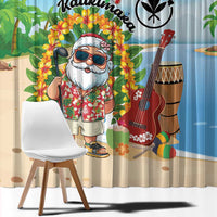 Hawaii Golf Christmas Window Curtain Mele Kalikimaka Funny Golfer Santa - Polynesian Pride