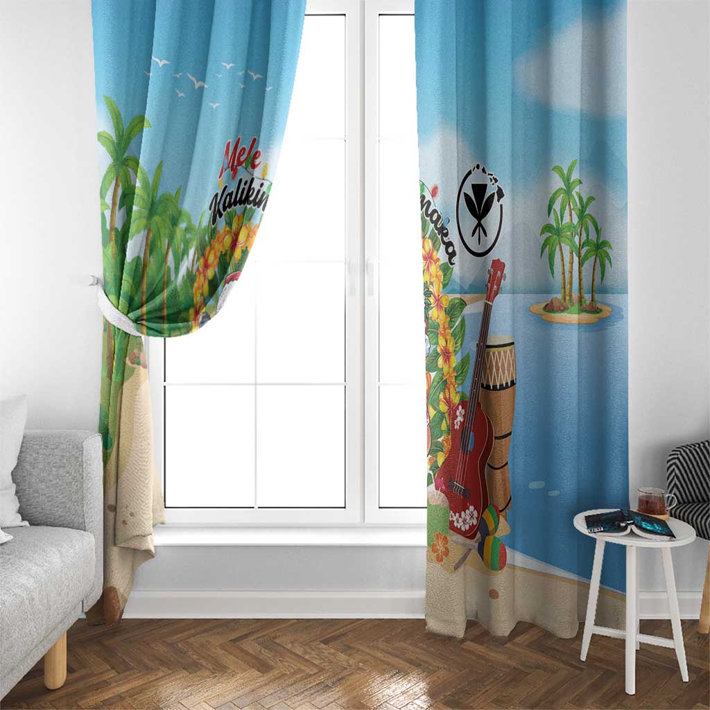 Hawaii Golf Christmas Window Curtain Mele Kalikimaka Funny Golfer Santa - Polynesian Pride