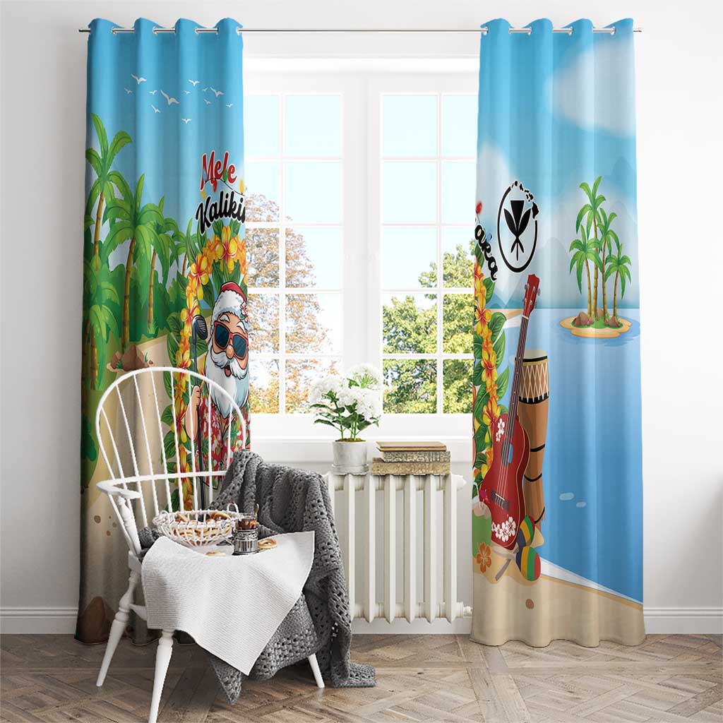 Hawaii Golf Christmas Window Curtain Mele Kalikimaka Funny Golfer Santa - Polynesian Pride