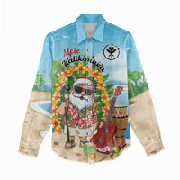 Personalized Hawaii Golf Christmas Women Casual Shirt Mele Kalikimaka Funny Golfer Santa - Polynesian Pride