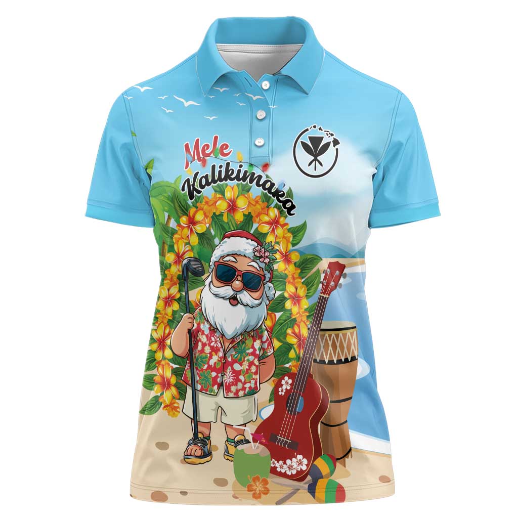 Personalized Hawaii Golf Christmas Women Polo Shirt Mele Kalikimaka Funny Golfer Santa - Polynesian Pride