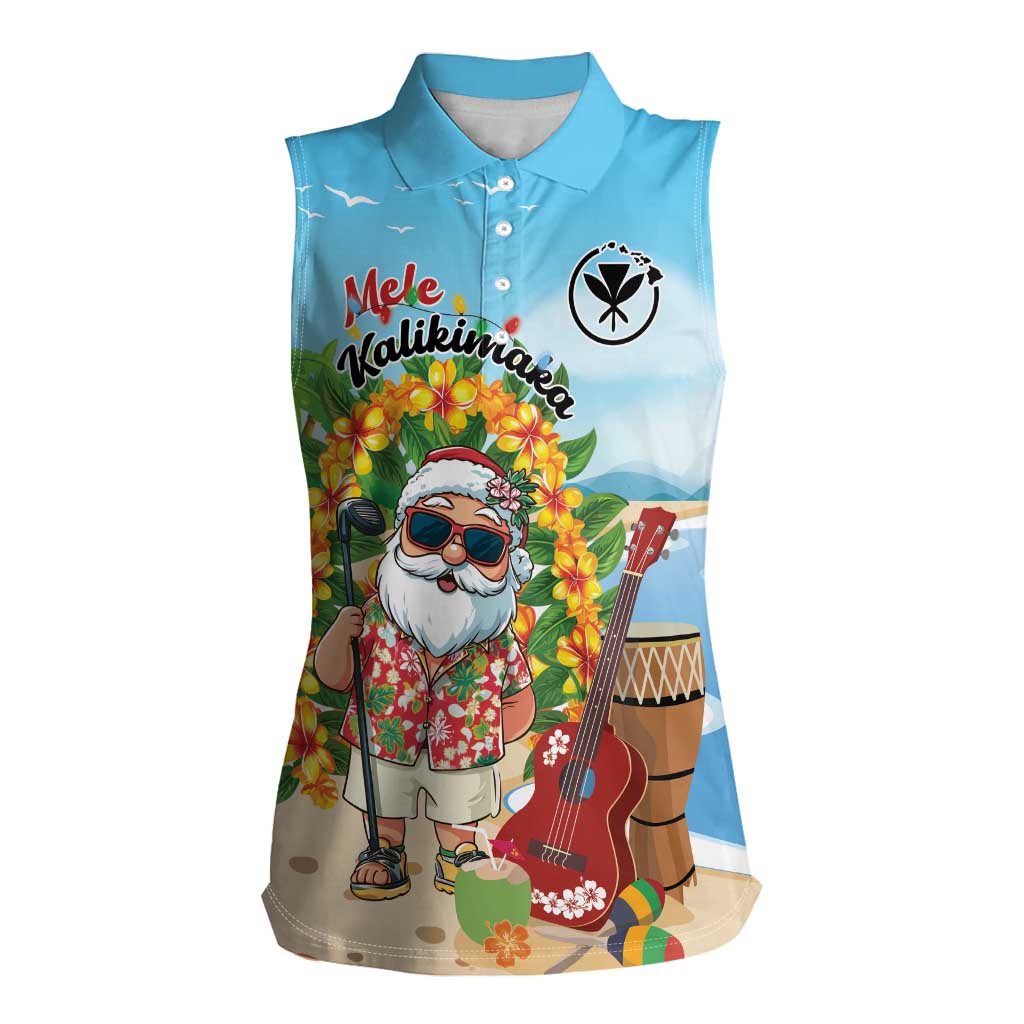 Personalized Hawaii Golf Christmas Women Sleeveless Polo Shirt Mele Kalikimaka Funny Golfer Santa - Polynesian Pride