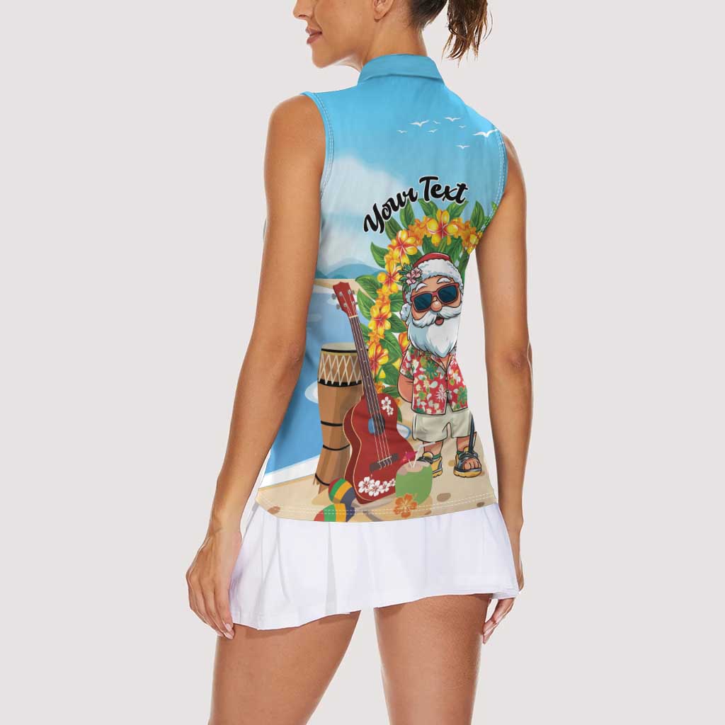 Personalized Hawaii Golf Christmas Women Sleeveless Polo Shirt Mele Kalikimaka Funny Golfer Santa - Polynesian Pride