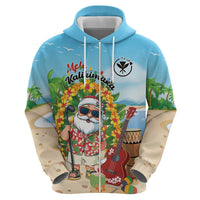 Personalized Hawaii Golf Christmas Zip Hoodie Mele Kalikimaka Funny Golfer Santa - Polynesian Pride