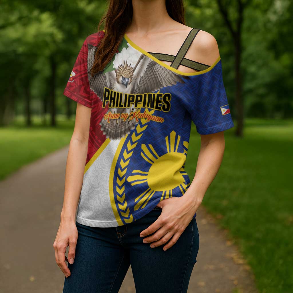 Personalized Philippines Cross Shoulder Shirt Filipino Araw ng Kalayaan