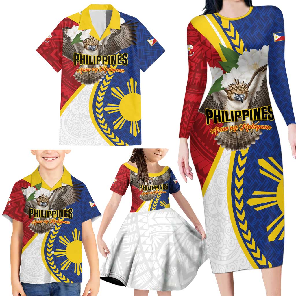 Personalized Philippines Family Matching Long Sleeve Bodycon Dress and Hawaiian Shirt Filipino Araw ng Kalayaan