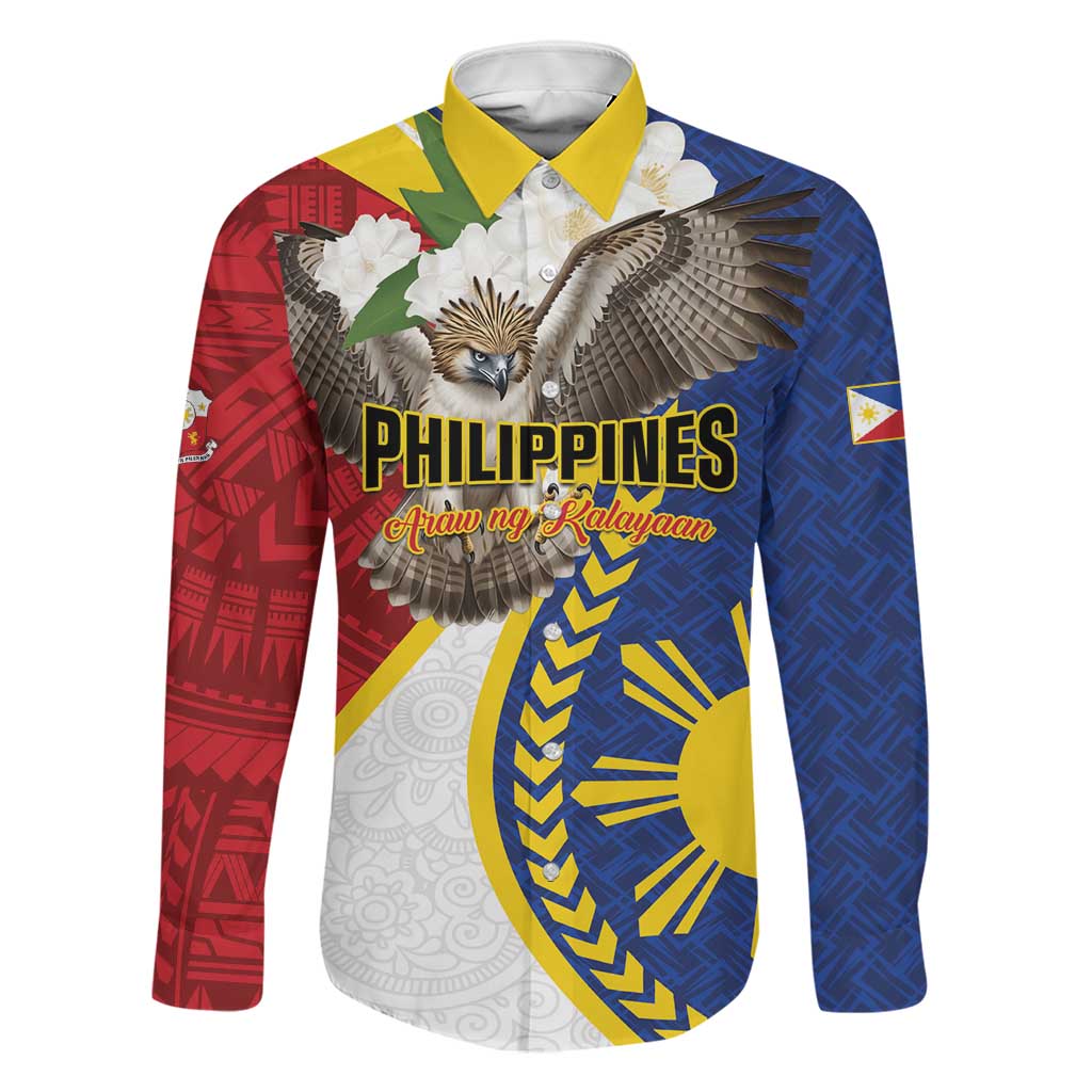 Personalized Philippines Family Matching Off Shoulder Short Dress and Hawaiian Shirt Filipino Araw ng Kalayaan LT01 Dad's Shirt - Long Sleeve Multicolor - Polynesian Pride