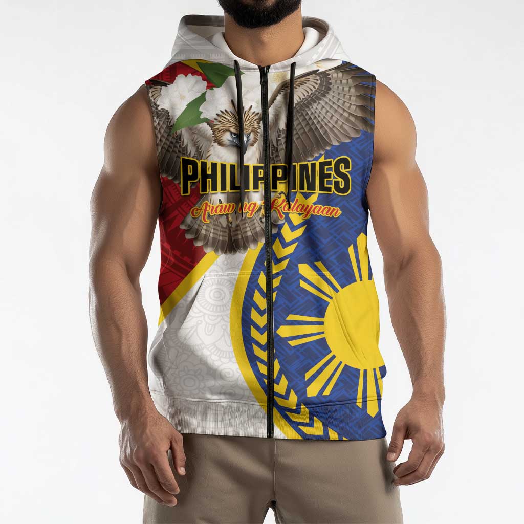 Personalized Philippines Sleeveless Zip Hoodie Filipino Araw ng Kalayaan