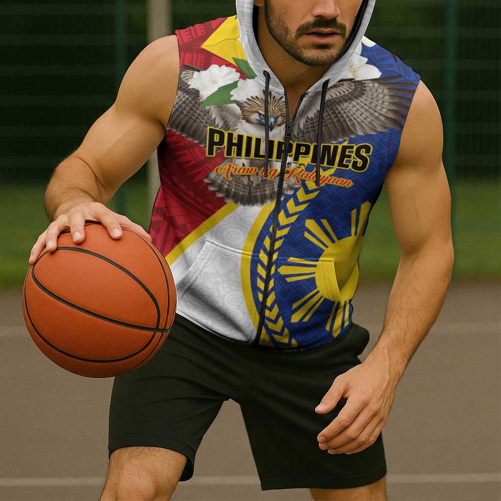 Personalized Philippines Sleeveless Zip Hoodie Filipino Araw ng Kalayaan