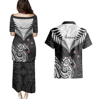 New Zealand Couples Matching Puletasi Dress and Hawaiian Shirt Aotearoa Maori Kiwi Black Fern LT01 - Polynesian Pride