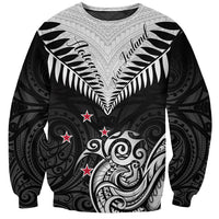 Personalised New Zealand Sweatshirt Aotearoa Maori Kiwi Black Fern LT01 Unisex Black - Polynesian Pride