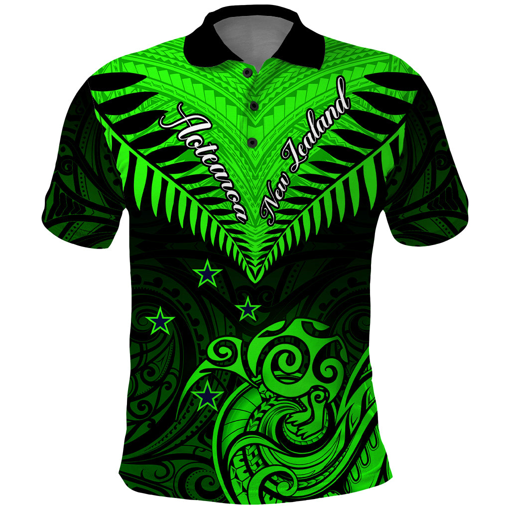 Personalised New Zealand Polo Shirt Aotearoa Maori Kiwi Green Fern LT01 Green - Polynesian Pride