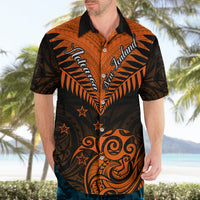 Personalised New Zealand Hawaiian Shirt Aotearoa Maori Kiwi Orange Fern LT01 - Polynesian Pride