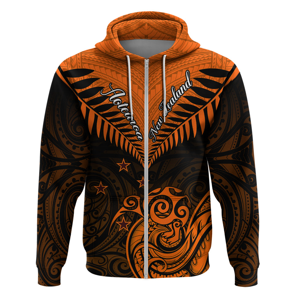 Personalised New Zealand Hoodie Aotearoa Maori Kiwi Orange Fern LT01 - Polynesian Pride