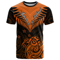 Personalised New Zealand T Shirt Aotearoa Maori Kiwi Orange Fern LT01 Orange - Polynesian Pride