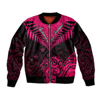 Personalised Aotearoa Bomber Jacket Maori Kiwi Pink Fern LT01 Unisex Pink - Polynesian Pride