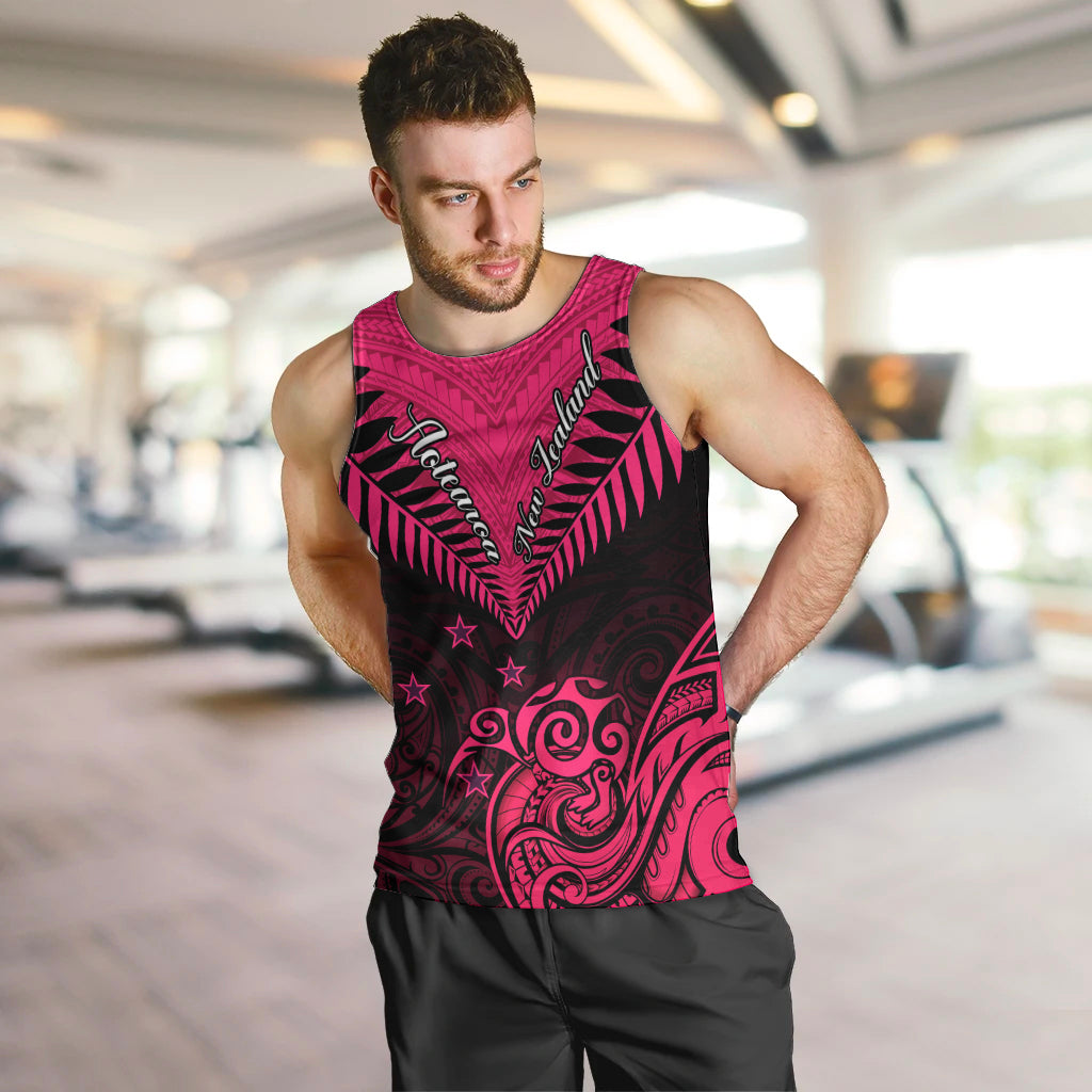 Personalised Aotearoa Men Tank Top Maori Kiwi Pink Fern LT01 - Polynesian Pride