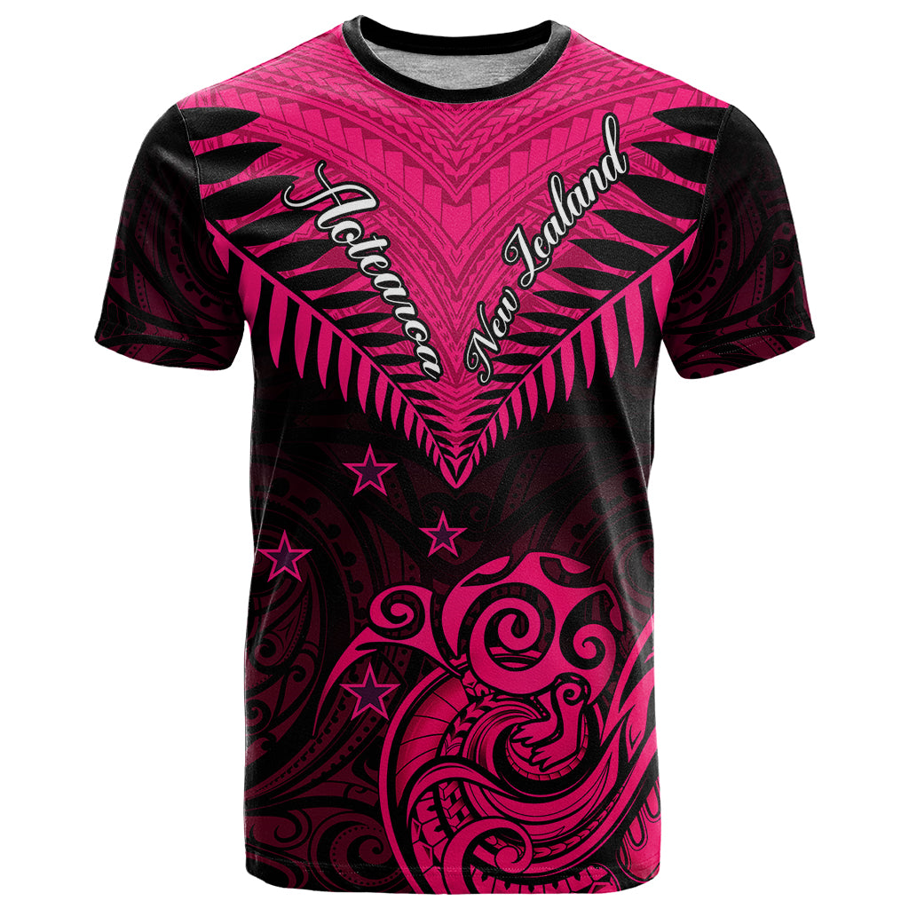 Personalised Aotearoa T Shirt Maori Kiwi Pink Fern LT01 Pink - Polynesian Pride