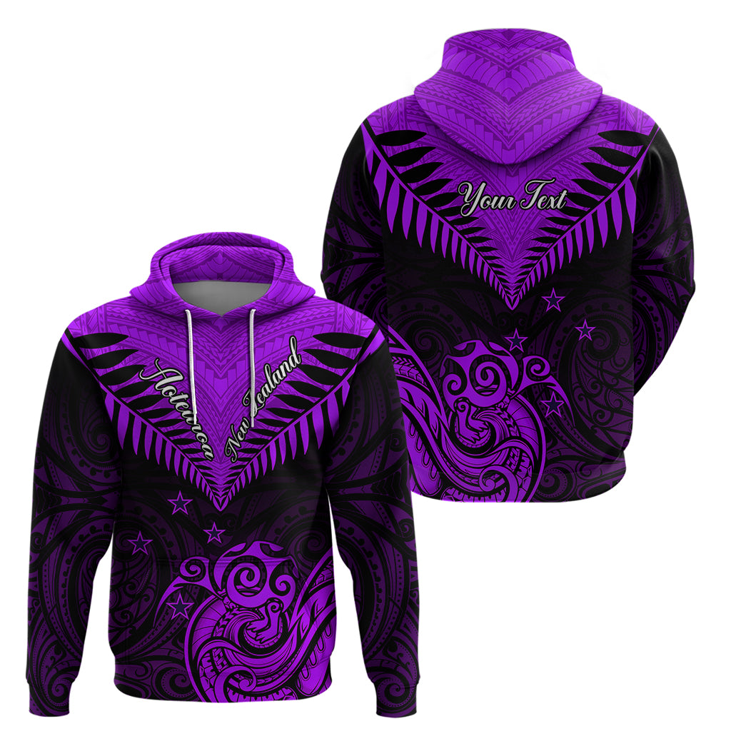 Personalised Aotearoa Hoodie Maori Kiwi Purple Fern LT01 - Polynesian Pride