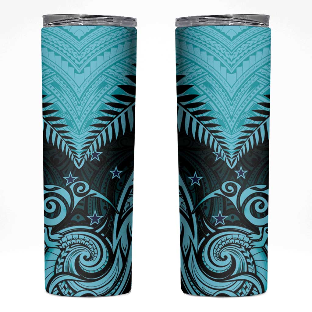 Aotearoa Skinny Tumbler Maori Kiwi Turquoise Fern