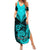 Personalised Aotearoa Summer Maxi Dress Maori Kiwi Turquoise Fern LT01 Women Turquoise - Polynesian Pride