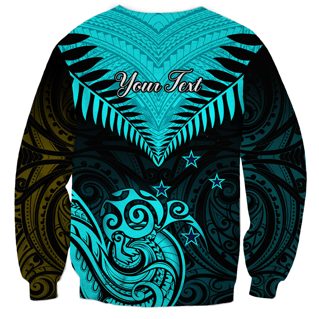 Personalised Aotearoa Sweatshirt Maori Kiwi Turquoise Fern LT01 - Polynesian Pride