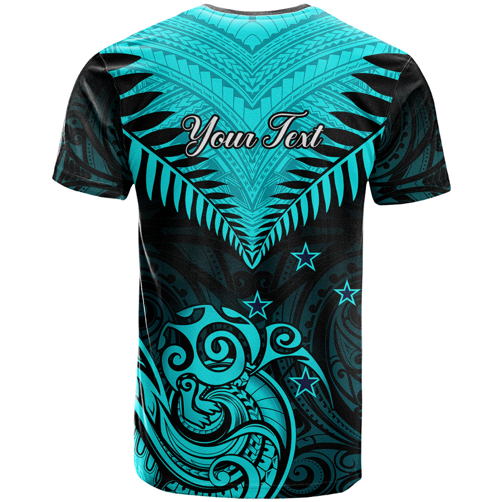 Personalised Aotearoa T Shirt Maori Kiwi Turquoise Fern LT01 - Polynesian Pride