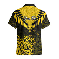 Personalised Aotearoa Hawaiian Shirt Maori Kiwi Yellow Fern LT01 - Polynesian Pride