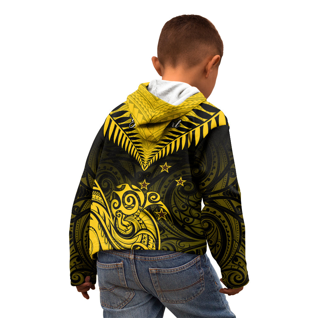 Personalised Aotearoa Kid Hoodie Maori Kiwi Yellow Fern LT01 - Polynesian Pride