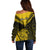 Personalised Aotearoa Off Shoulder Sweater Maori Kiwi Yellow Fern LT01 - Polynesian Pride