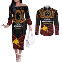 Papua New Guinea Bird of Paradise Couples Matching Off The Shoulder Long Sleeve Dress and Long Sleeve Button Shirt 16 September 1975 Independence Day Anniversary