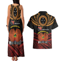 Papua New Guinea Bird of Paradise Couples Matching Tank Maxi Dress and Hawaiian Shirt 16 September 1975 Independence Day Anniversary