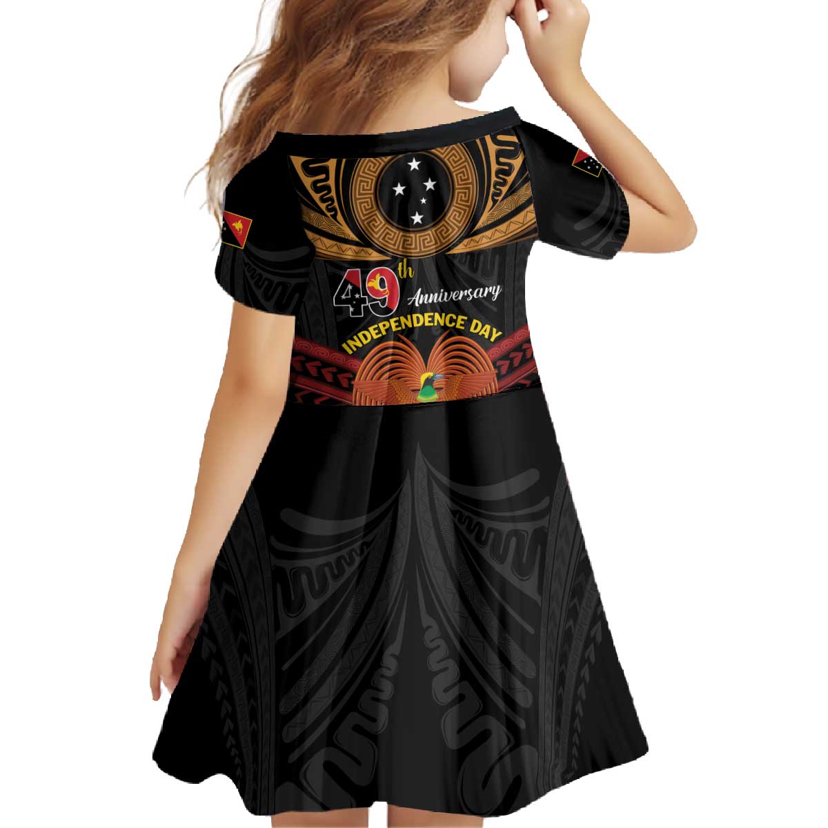 Papua New Guinea Bird of Paradise Family Matching Off The Shoulder Long Sleeve Dress and Hawaiian Shirt 16 September 1975 Independence Day Anniversary LT01 - Polynesian Pride