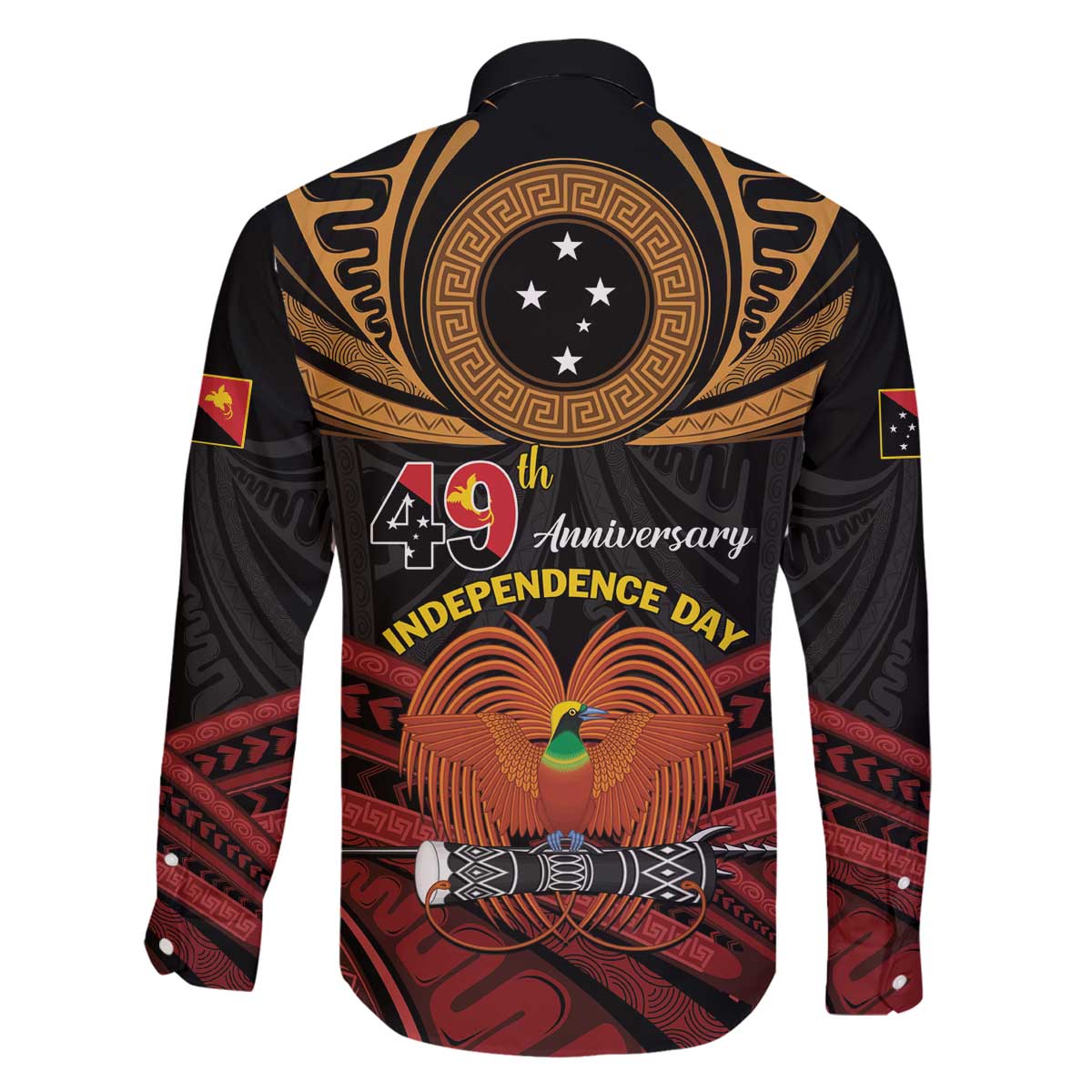 Papua New Guinea Bird of Paradise Family Matching Off The Shoulder Long Sleeve Dress and Hawaiian Shirt 16 September 1975 Independence Day Anniversary LT01 - Polynesian Pride