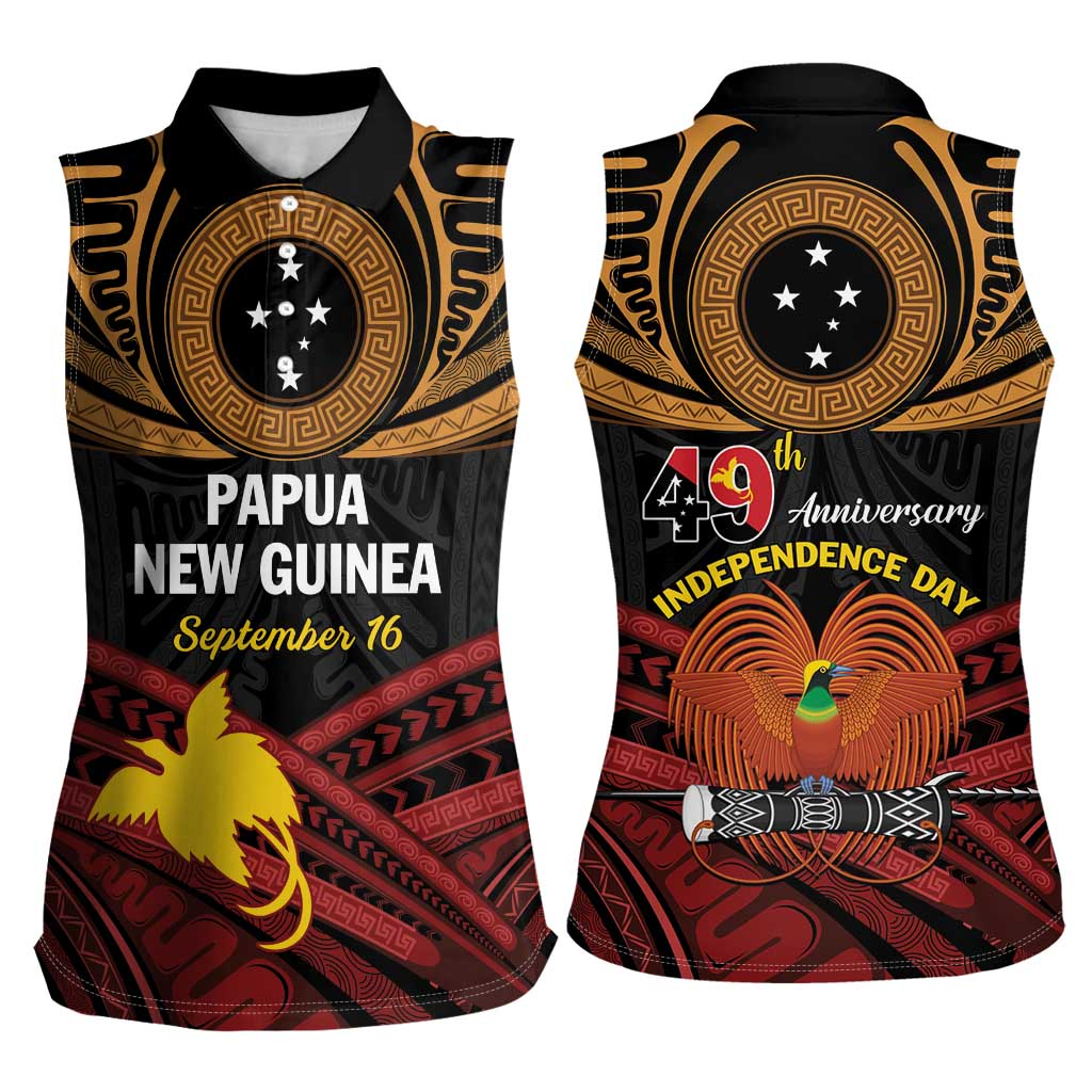 Papua New Guinea Bird of Paradise Women Sleeveless Polo Shirt 16 September 1975 Independence Day Anniversary