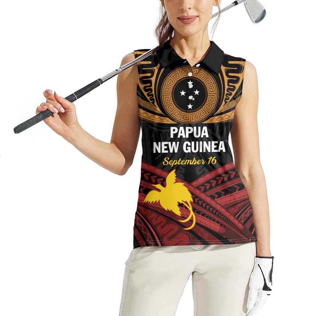 Papua New Guinea Bird of Paradise Women Sleeveless Polo Shirt 16 September 1975 Independence Day Anniversary