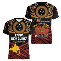 Papua New Guinea Bird of Paradise Women V-Neck T-Shirt 16 September 1975 Independence Day Anniversary