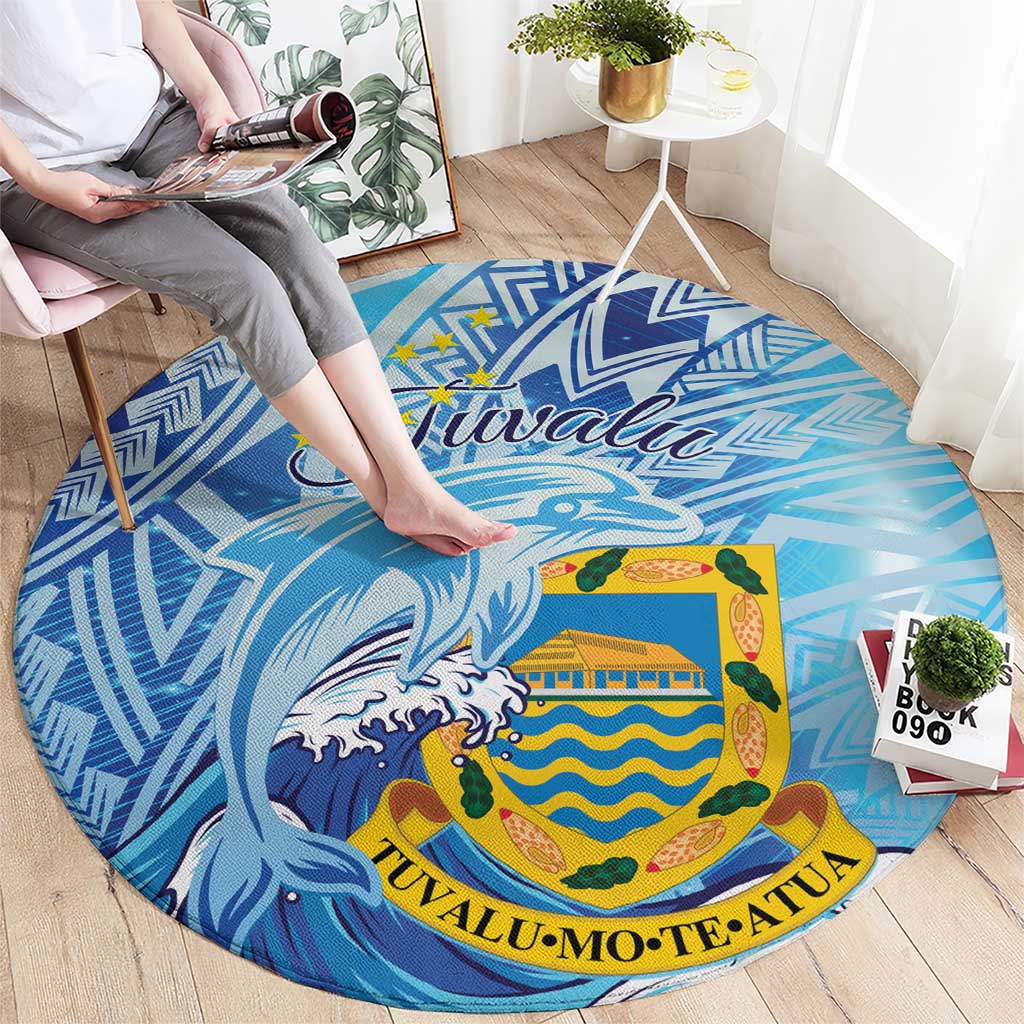 Tuvalu mo te Atua Round Carpet Tuvalu Dolphin Polynesian Pattern LT01 - Polynesian Pride