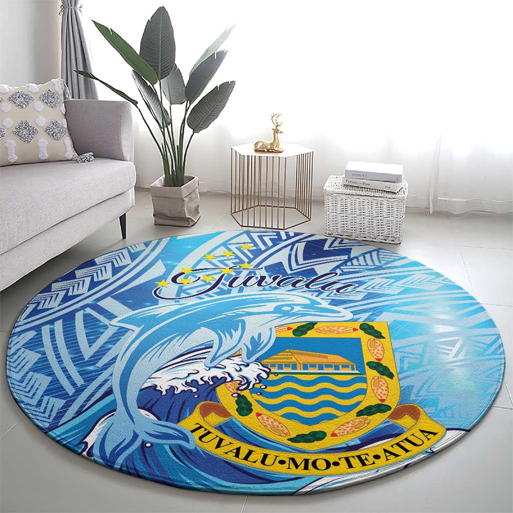 Tuvalu mo te Atua Round Carpet Tuvalu Dolphin Polynesian Pattern LT01 - Polynesian Pride