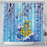 Tuvalu mo te Atua Shower Curtain Tuvalu Dolphin Polynesian Pattern LT01 - Polynesian Pride