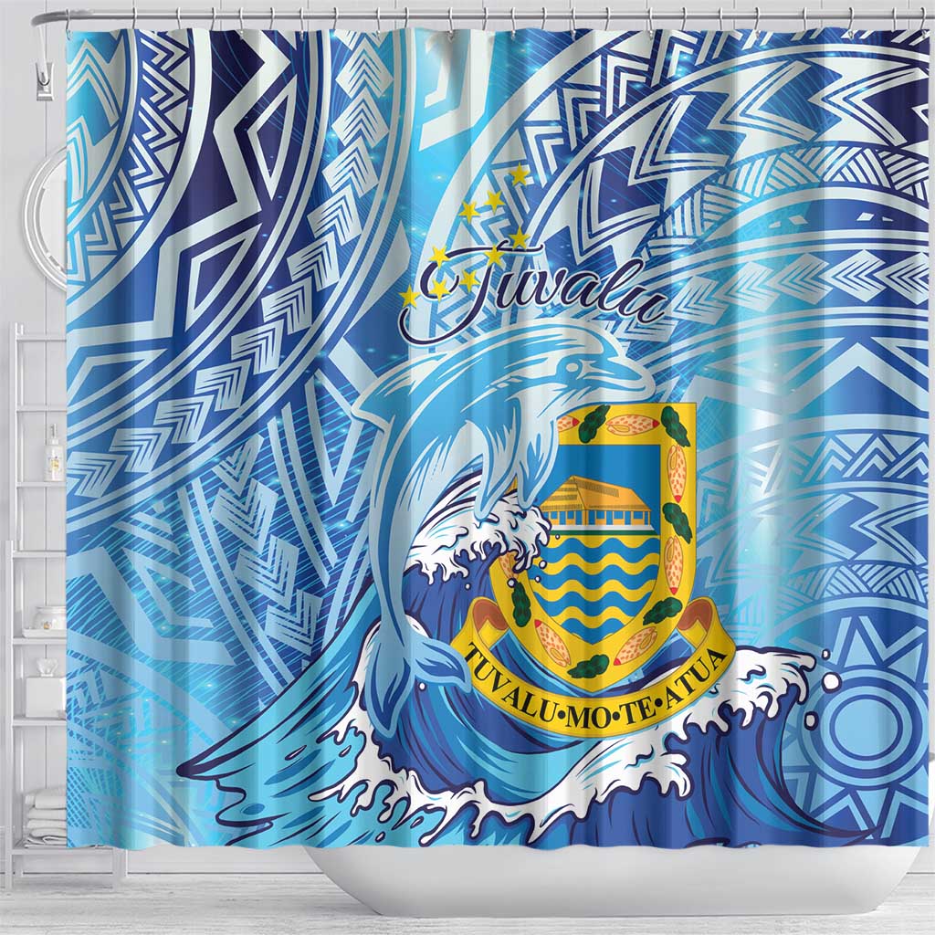 Tuvalu mo te Atua Shower Curtain Tuvalu Dolphin Polynesian Pattern LT01 - Polynesian Pride
